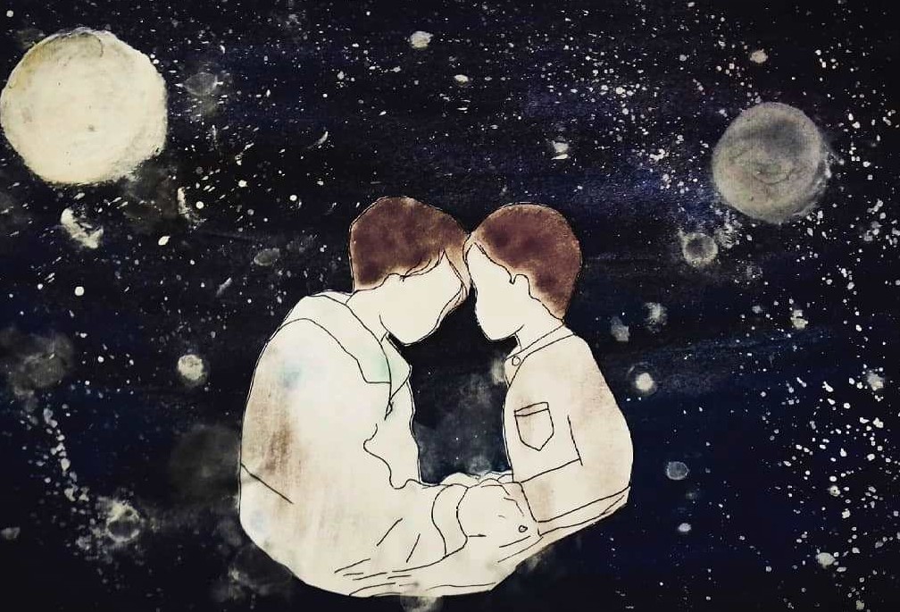 نقاشی دوستت دارم_ گواش و کلاژ